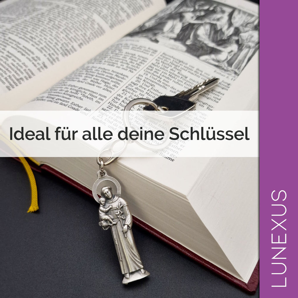 Schlüsselanhänger Heiliger Antonius 10 cm, Metallfigur - LUNEXUS