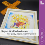 Schutzengelbild 18×18 cm – Motiv „Vierzehn Englein bei mir stehn“ - LUNEXUS