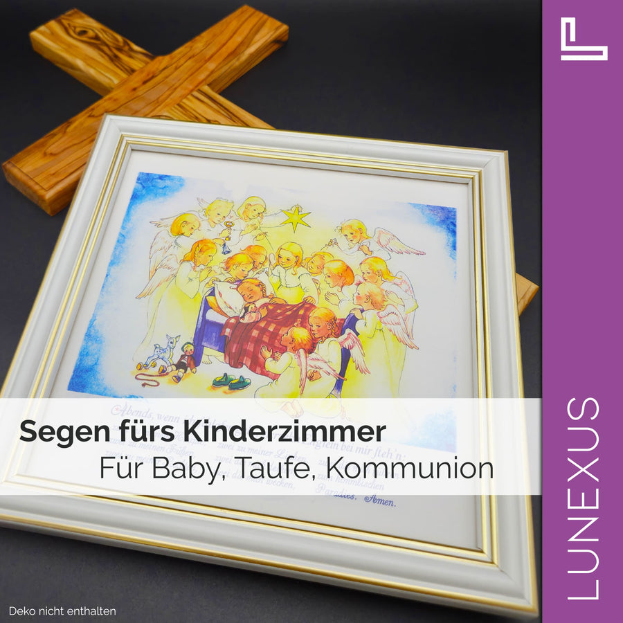 Image d'ange gardien 18×18 cm – motif « Quatorze petits anges autour de moi » - LUNEXUS
