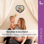 Schutzengelbild Herzform 14×15,5 cm – betendes Kind mit Rosenkranz - LUNEXUS