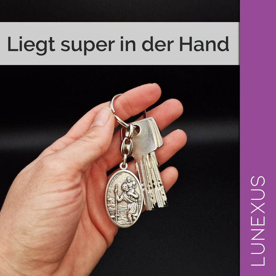 Porte-clés saint Christophe et ange gardien – frappé des deux côtés - LUNEXUS
