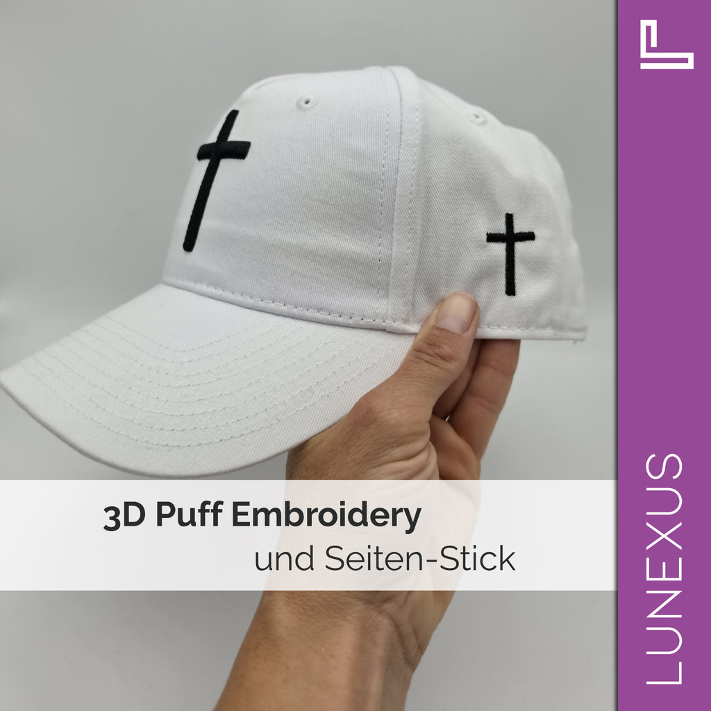 Kreuz-Cap mit 3D-Stick – Snapback verstellbar - LUNEXUS