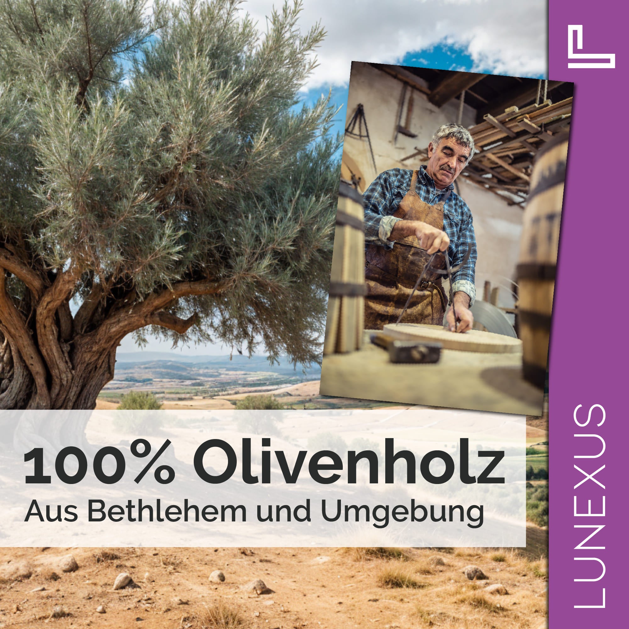 Wandkreuz mit Fase 25×15 cm aus Olivenholz - LUNEXUS