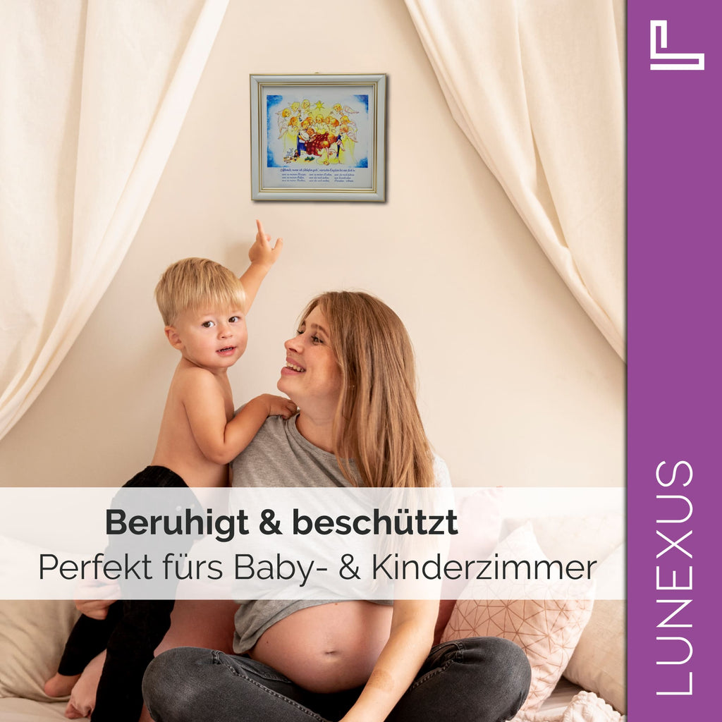 Schutzengelbild 18×18 cm – Motiv „Vierzehn Englein bei mir stehn“ - LUNEXUS