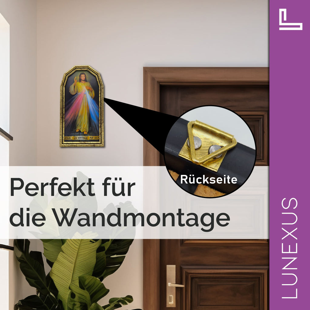Wandbild Barmherziger Jesus 25×14 cm – Jesus, ich vertraue auf Dich - LUNEXUS