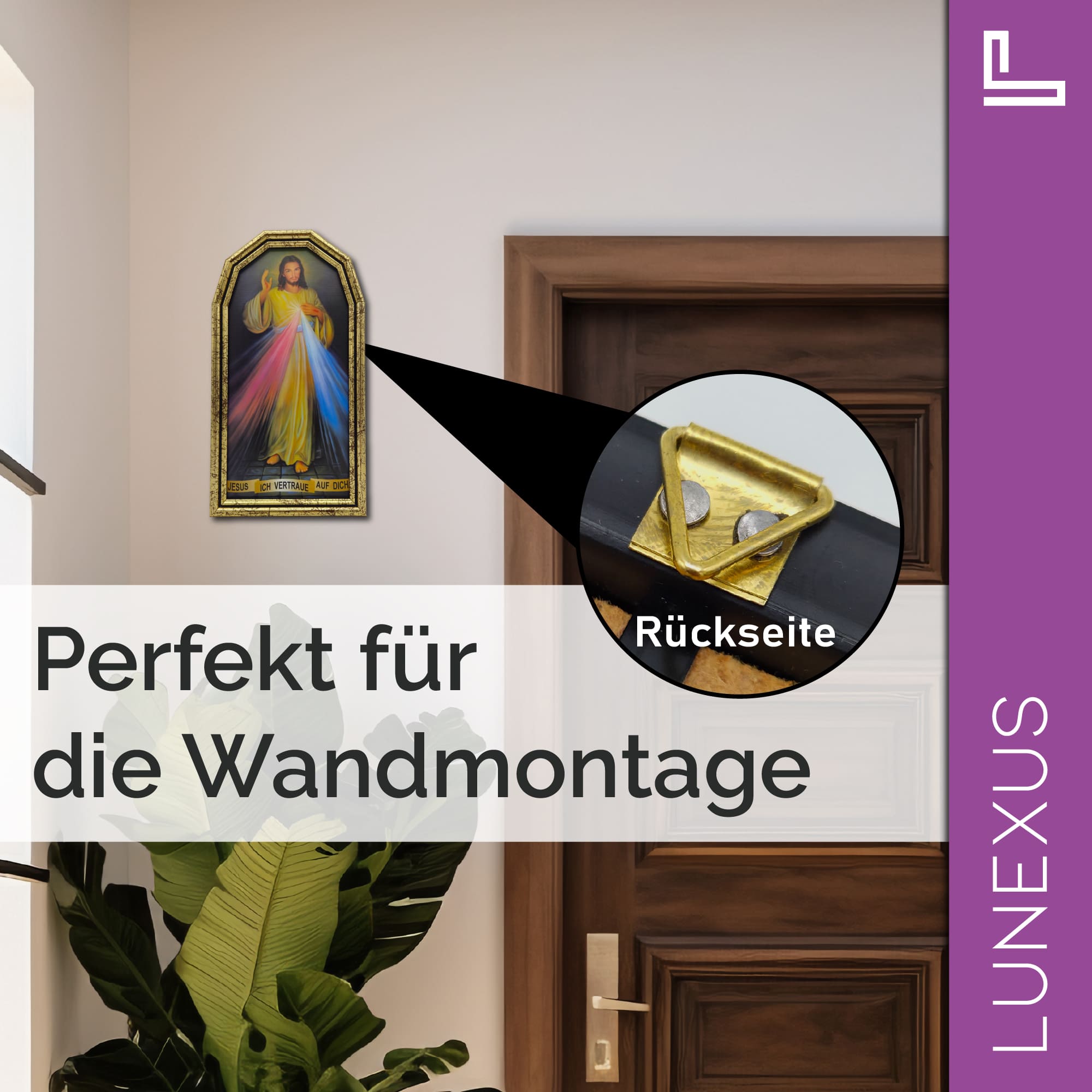 Wandbild Barmherziger Jesus 25×14 cm – Jesus, ich vertraue auf Dich - LUNEXUS