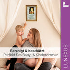 Schutzengelbild 12×17 cm – Motiv „Engel führt Kinder über Brücke + Kindergebet“ - LUNEXUS