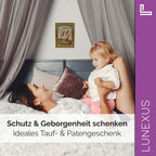 Schutzengelbild 12×17 cm – Motiv „Engel schützt Kinder vor Schlange“ - LUNEXUS