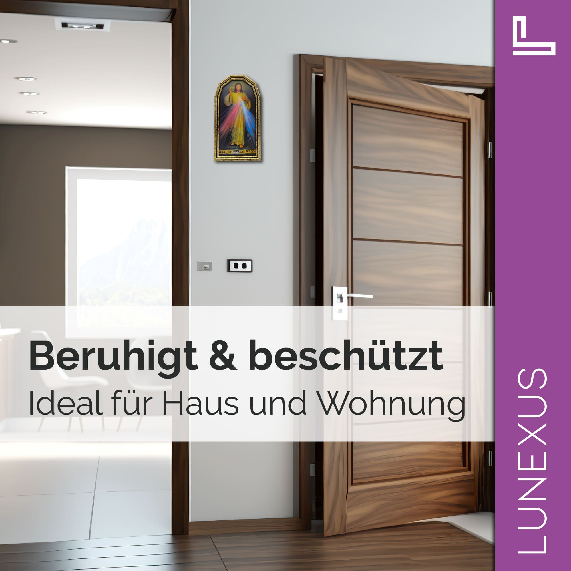 Wandbild Barmherziger Jesus 25×14 cm – Jesus, ich vertraue auf Dich - LUNEXUS