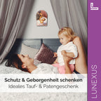 Schutzengelbild 13,5×8,5 cm – Engel wacht über schlafendes Baby - LUNEXUS