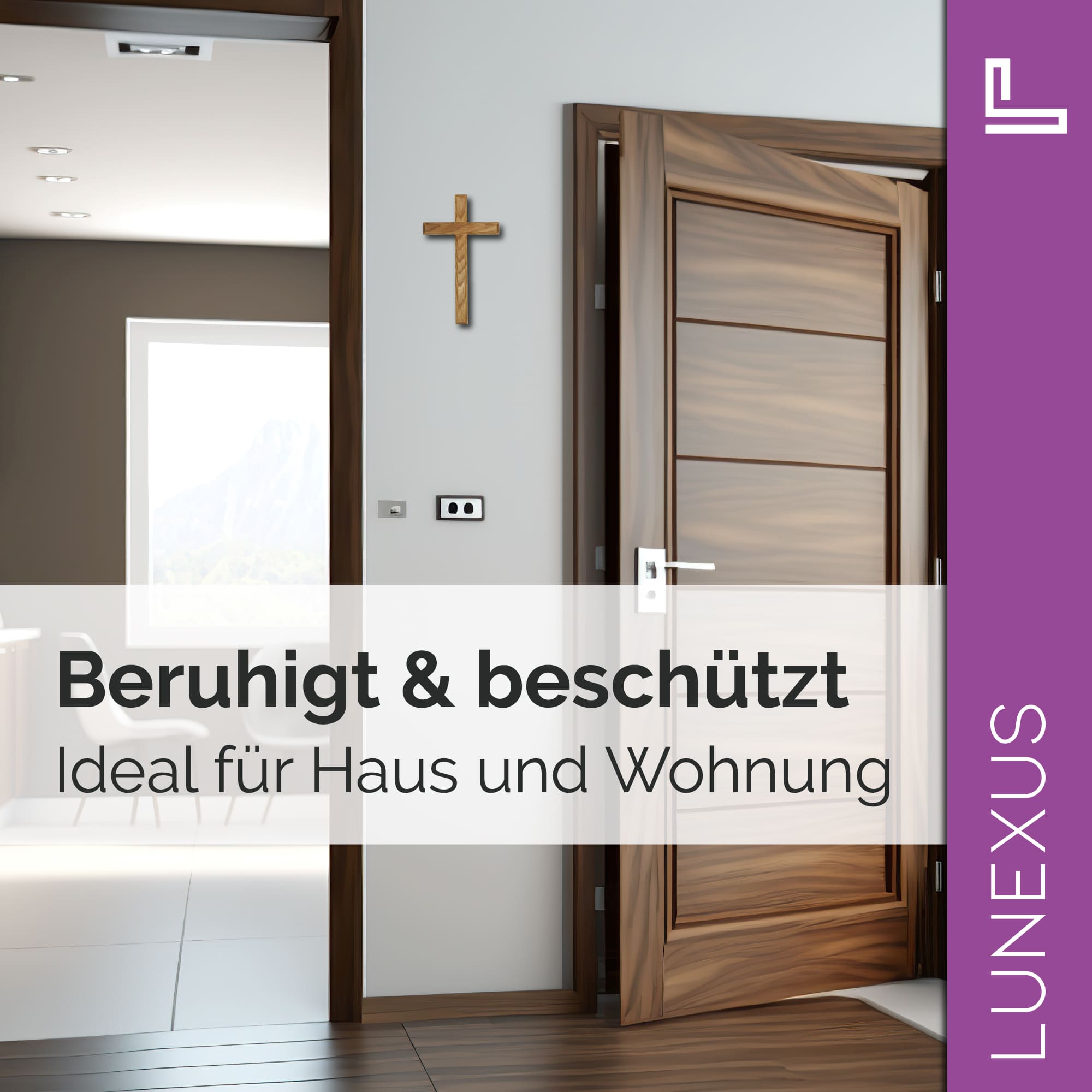 Wandkreuz 16×9,5 cm mit Fase aus Eichenholz - LUNEXUS