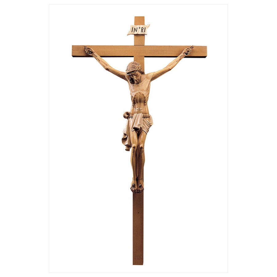 Crocifisso tirolese, 15 cm – crocifisso in legno scolpito a mano, finitura dipinta a mano