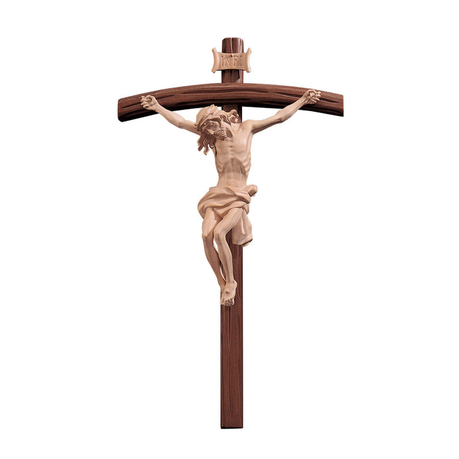 Venetian crucifix – hand-carved wooden cross from South Tyrol, stained finish