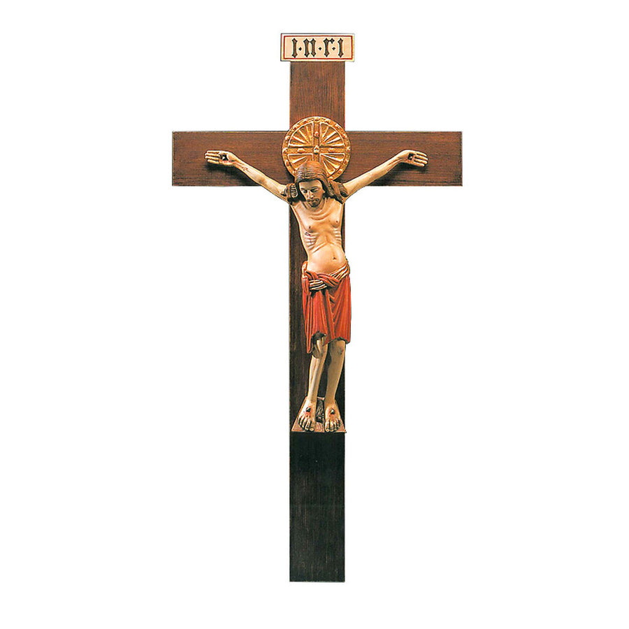 Romanesque crucifix – hand-carved wooden cross from South Tyrol, view 2