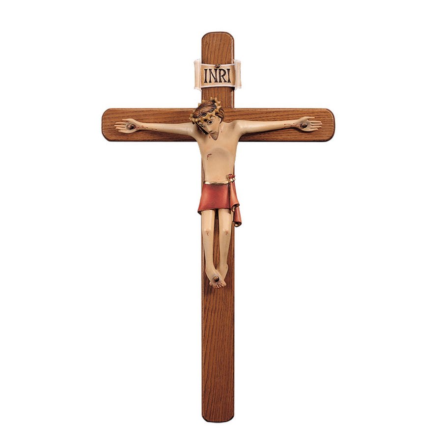 Crucifix after Kastlunger – hand-carved wooden cross from South Tyrol, hand-painted finish