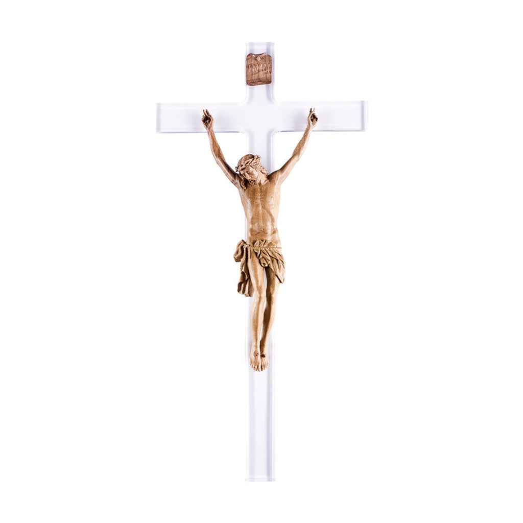 Kruzifix von Paimpont am Plexiglaskreuz – handgeschnitzt in Südtirol