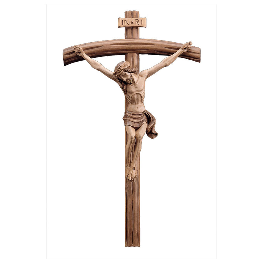 Salzburger Kruzifix – handgeschnitztes Holzkreuz, Ausführung mehrfarbig gebeizt