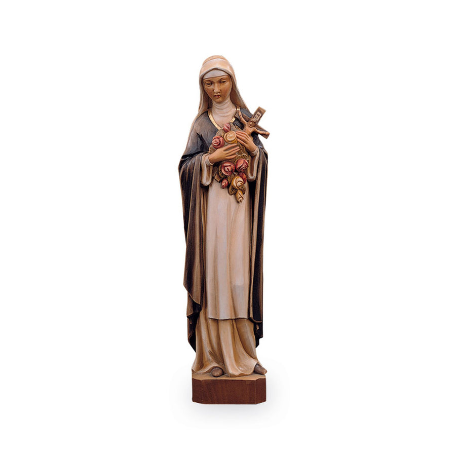 Sainte Thérèse de Lisieux – statue en bois sculptée à la main, finition peinte à la main