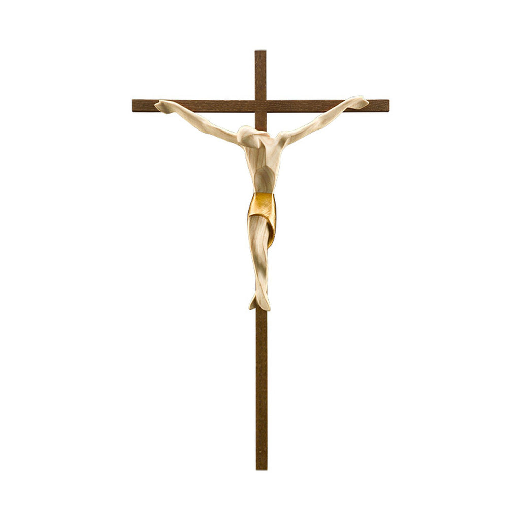 Kruzifix 2000 mit goldenem Tuch – handgeschnitztes Kreuz aus Südtirol