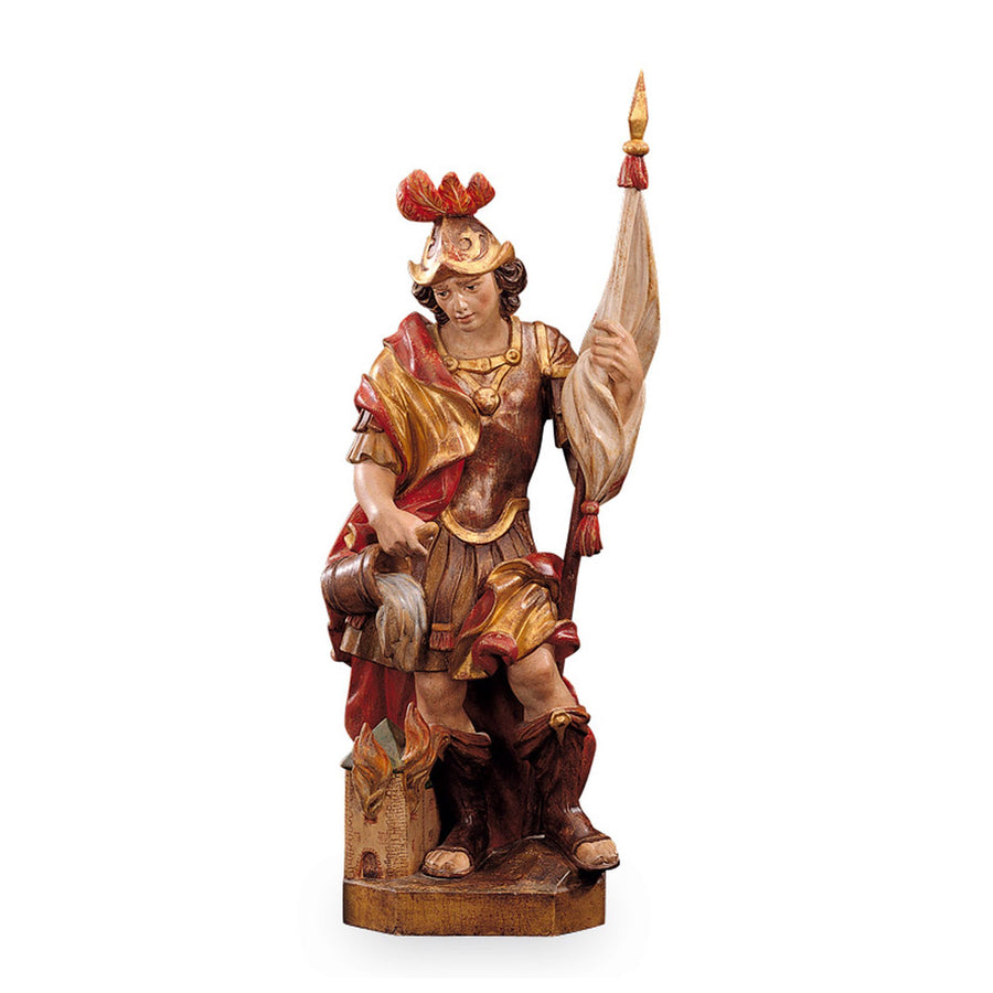 Hl. Florian nach Schwanthaler – handgeschnitzte Holzfigur, Ausführung Echtgold antik