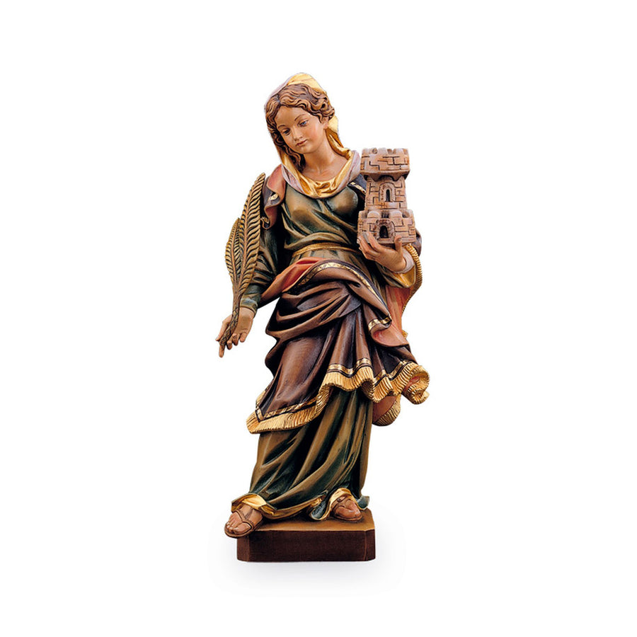 Sainte Barbe – statue en bois sculptée à la main, finition peinte à la main
