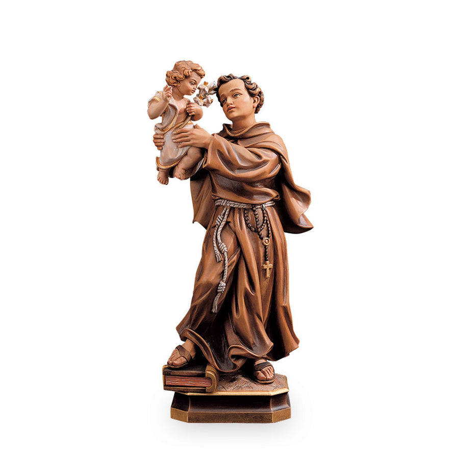 Saint Antoine de Padoue – statue en bois sculptée à la main, finition peinte à la main