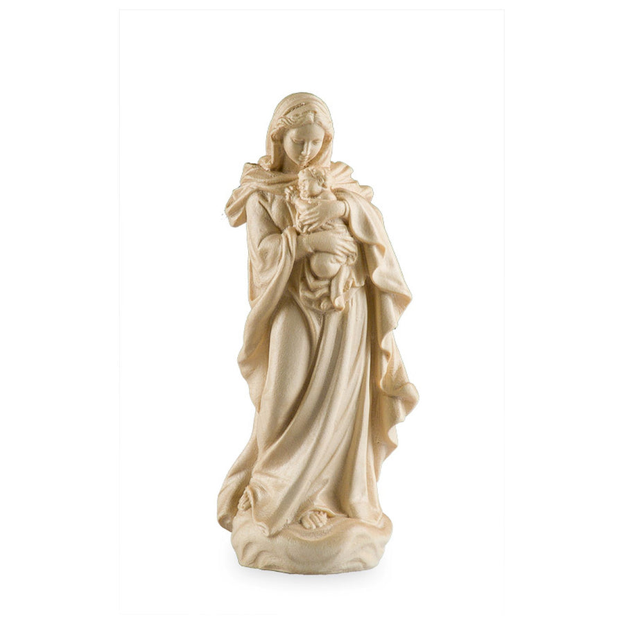 Vierge à l'Enfant de style Renaissance – statue en bois sculptée à la main, finition teintée
