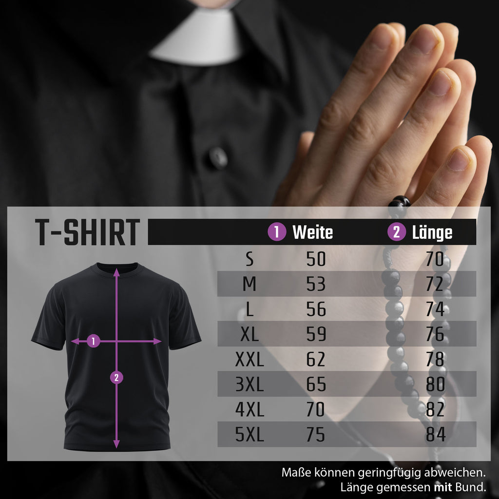 Größentabelle und Maße für Amen Herren T-Shirt aus 100 % Baumwolle Regular Fit