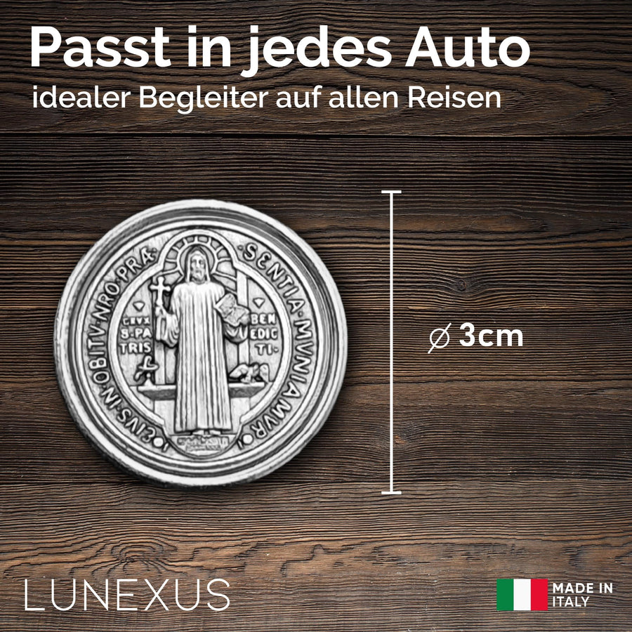 St Benedict car medal Ø 3 cm – blessed medal & magnet – view 2