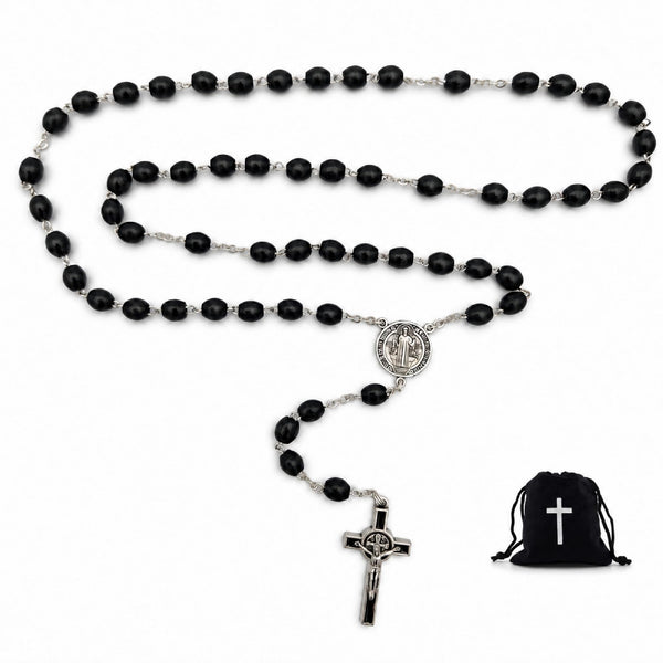 Benediktus-Rosenkranz schwarze Holzperlen 50 cm – gesegnet