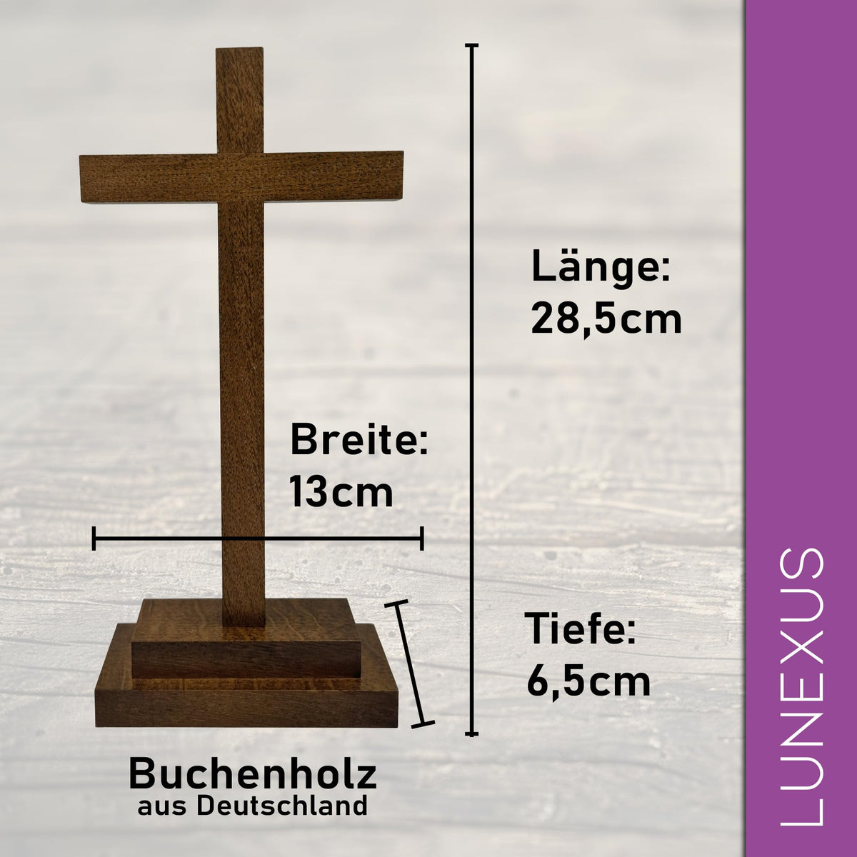 Croce da tavolo in legno di faggio 28,5 cm – dalla Germania – smontabile con base – vista 2