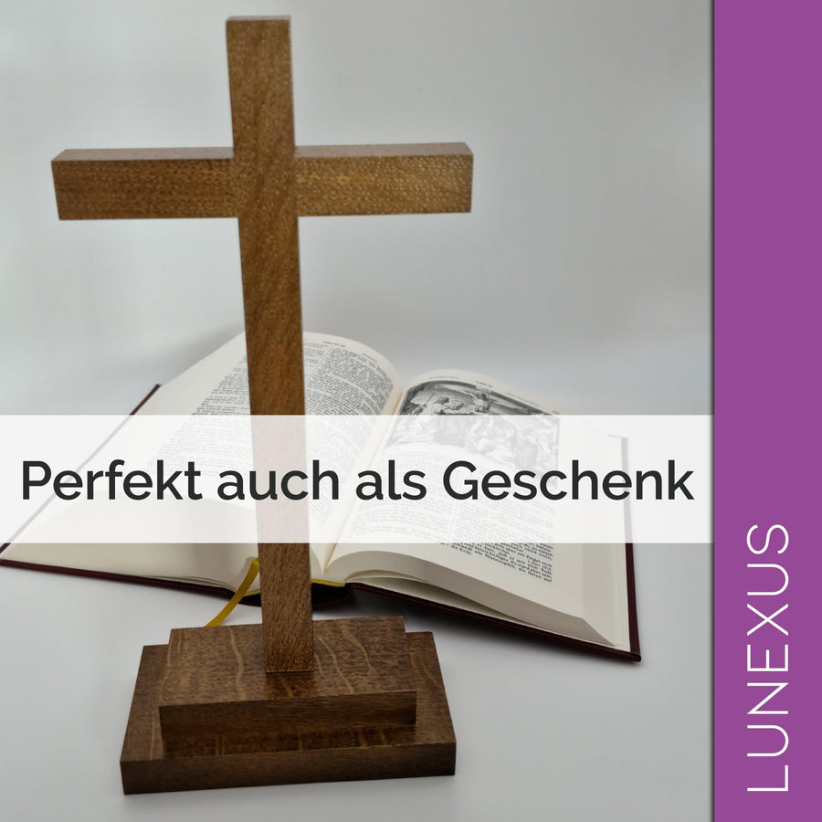 Beech Wood Standing Cross 28.5 cm – from Germany – Detachable with Base – view 6