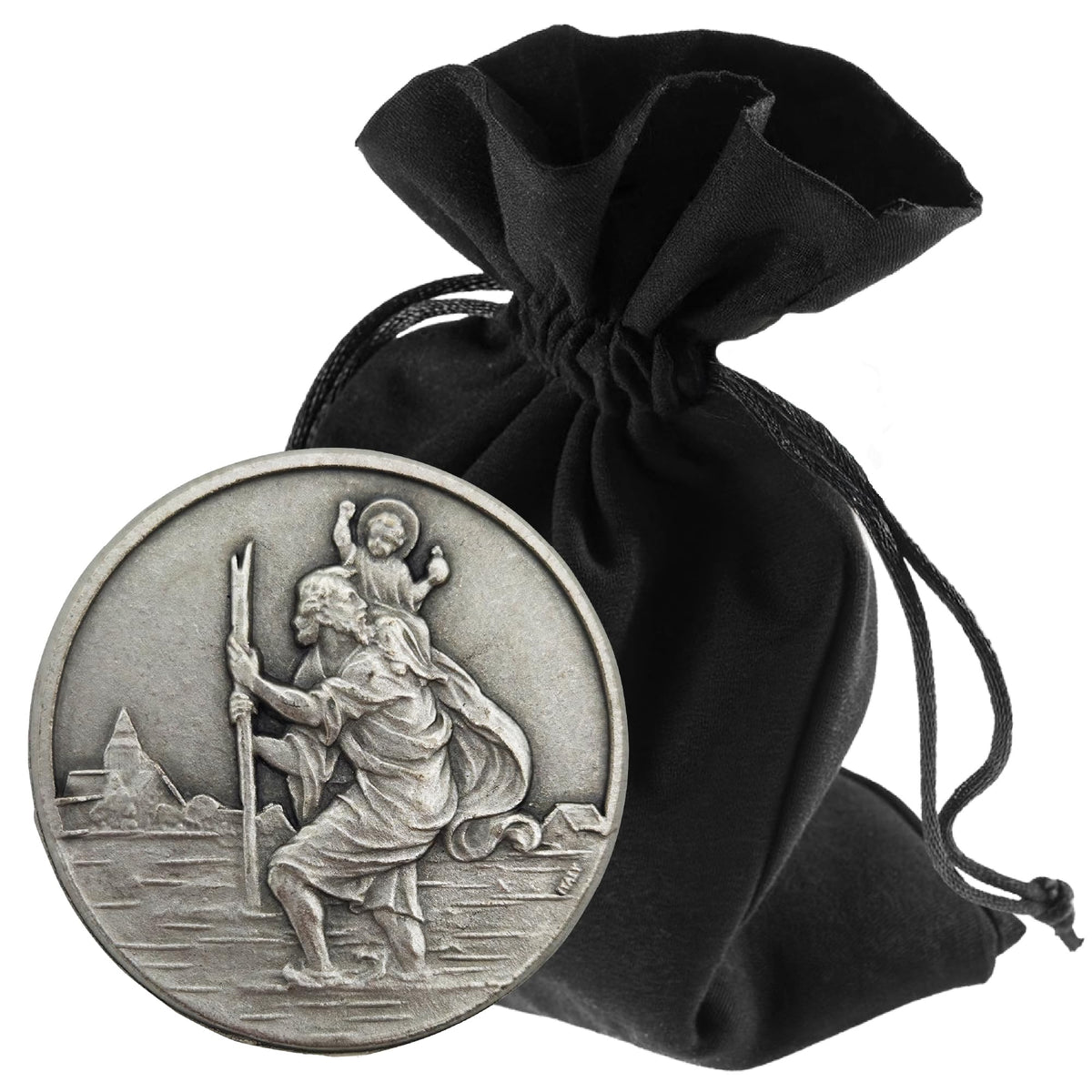 St Christopher Car Medal Ø 3.5 cm – Blessed Medal with Magnet – product view