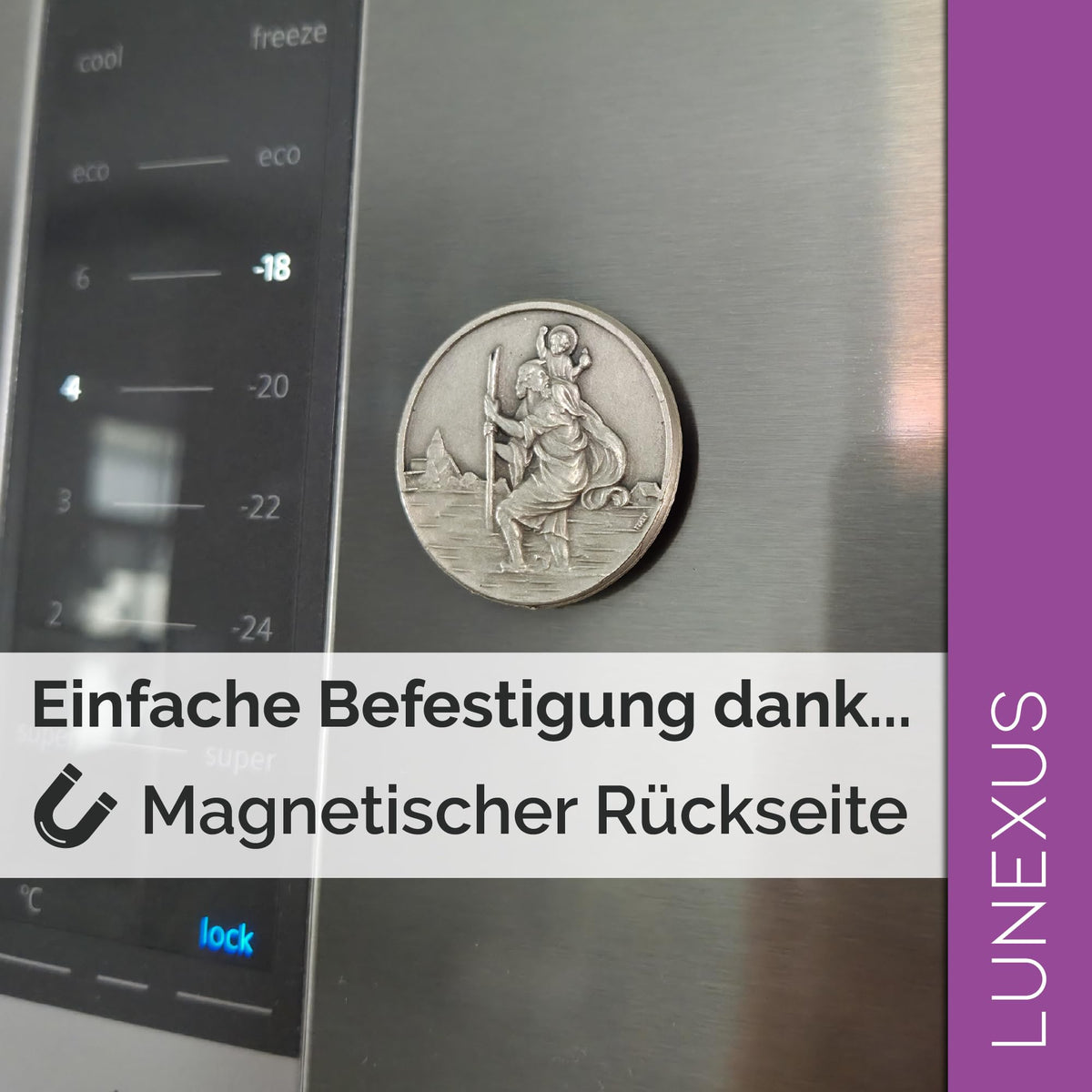 St Christopher Car Medal Ø 3.5 cm – Blessed Medal with Magnet – view 4