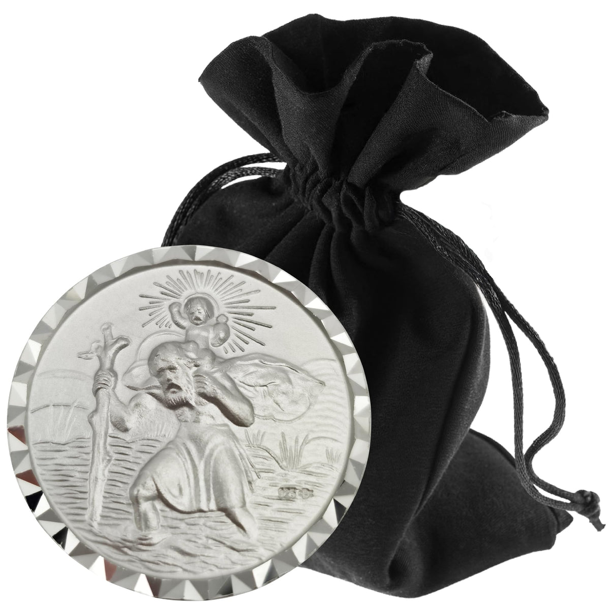 Medaglia San Cristoforo per auto in argento 925 Ø 3 cm – medaglia benedetta – vista del prodotto
