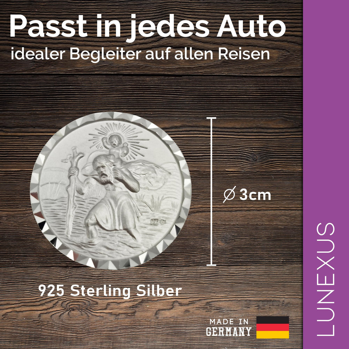 Medaglia San Cristoforo per auto in argento 925 Ø 3 cm – medaglia benedetta – vista 2