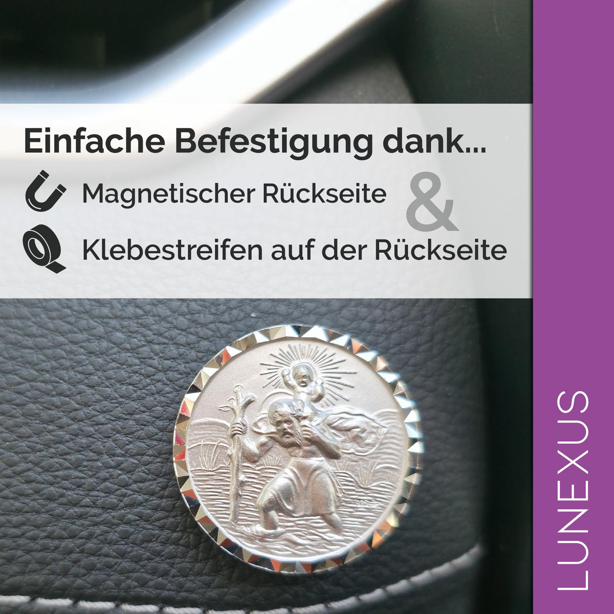 Medaglia San Cristoforo per auto in argento 925 Ø 3 cm – medaglia benedetta – vista 5