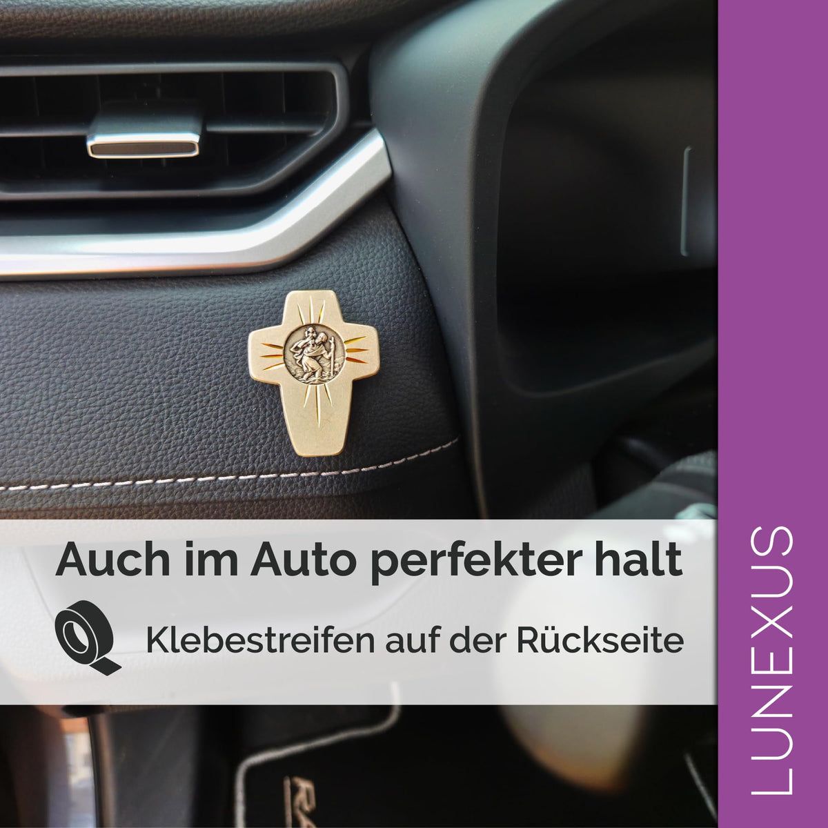 St Christopher Car Medal Cross 4.5 cm – Blessed & Magnet – view 5