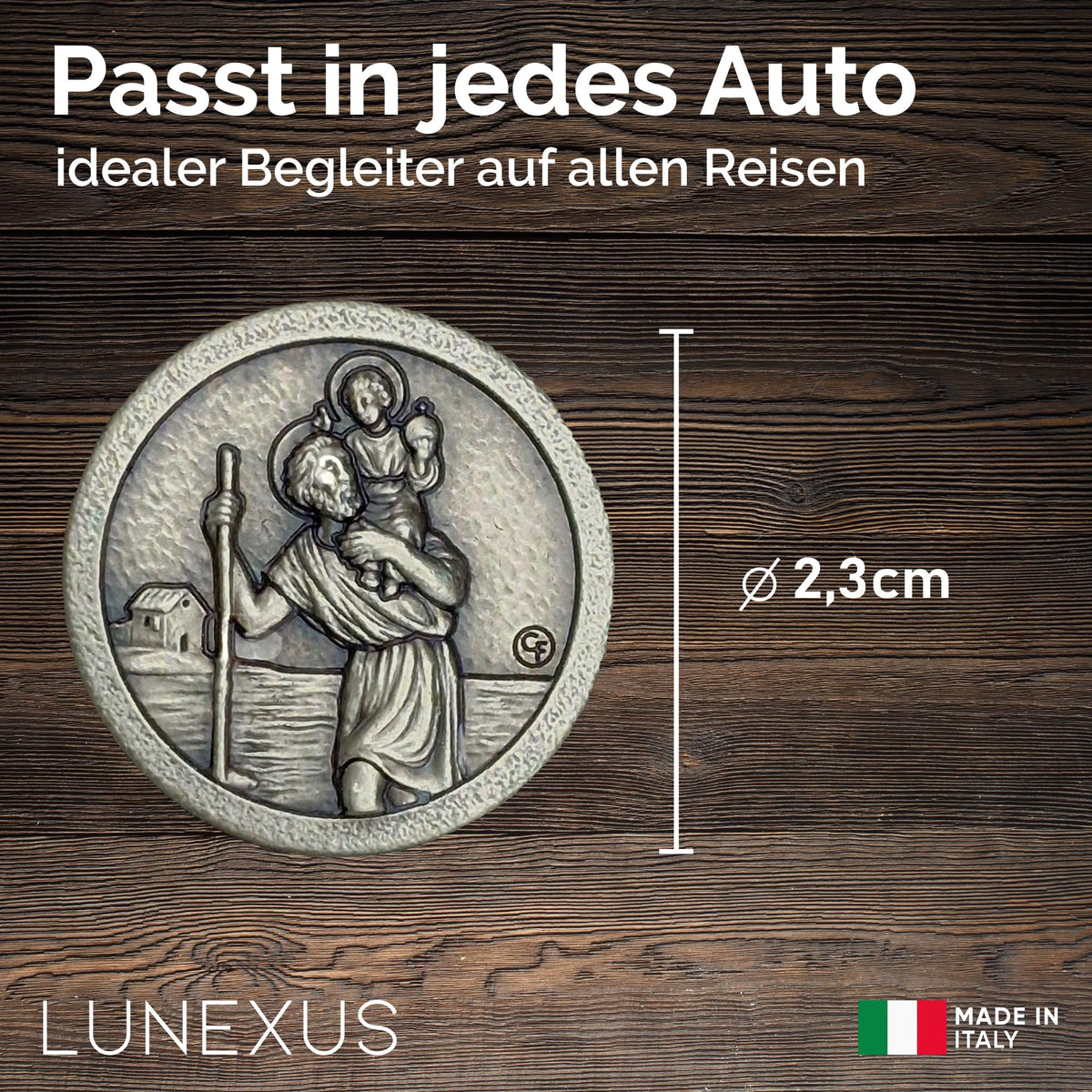 St Christopher Medal Ø 2.3 cm – Blessed Medal with Magnet – view 2