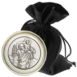 Medaglia San Cristoforo effetto anticato Ø 2,3 cm – benedetta e con magnete – vista del prodotto