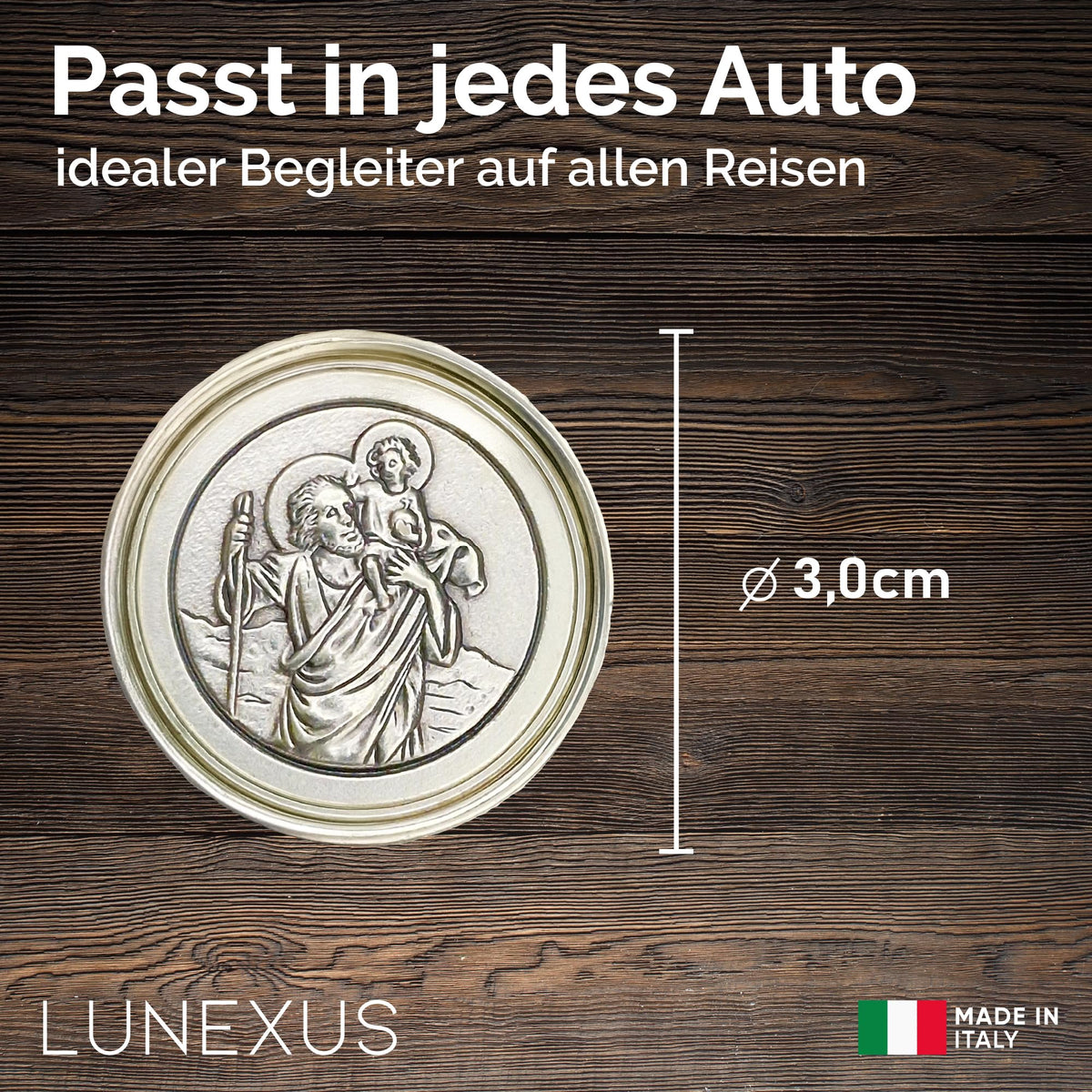 St Christopher Medal Antique Look Ø 2.3 cm – Blessed & Magnet – view 2