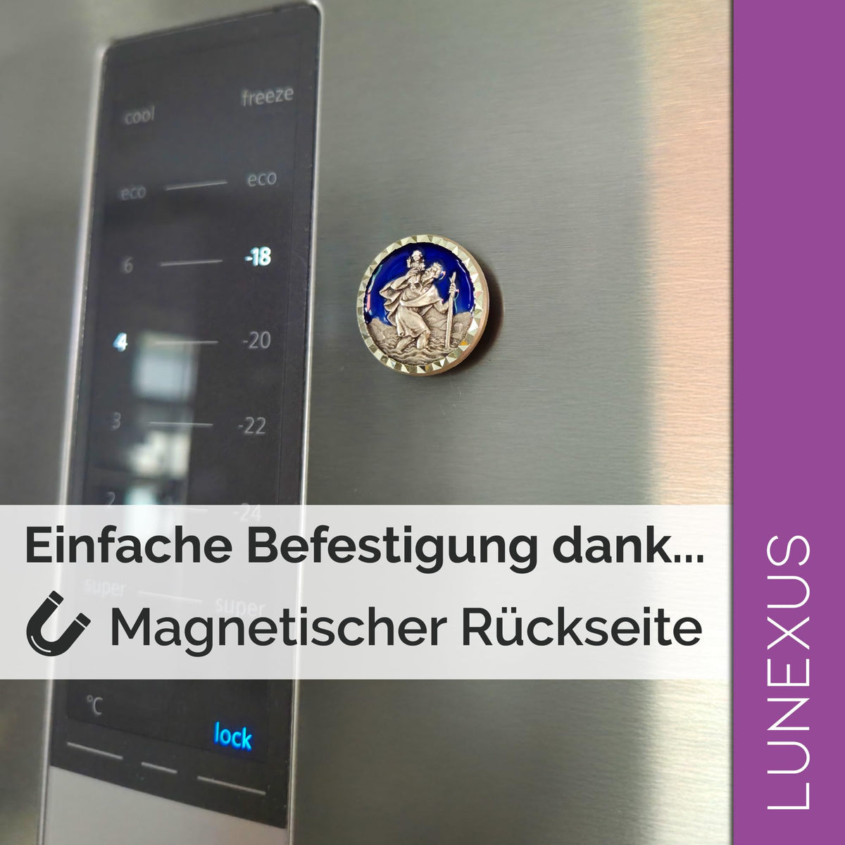 St Christopher Car Medal Blue Ø 2.3 cm – Blessed & Magnet – view 4