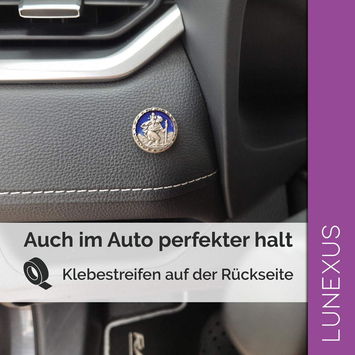 St Christopher Car Medal Blue Ø 2.3 cm – Blessed & Magnet – view 5