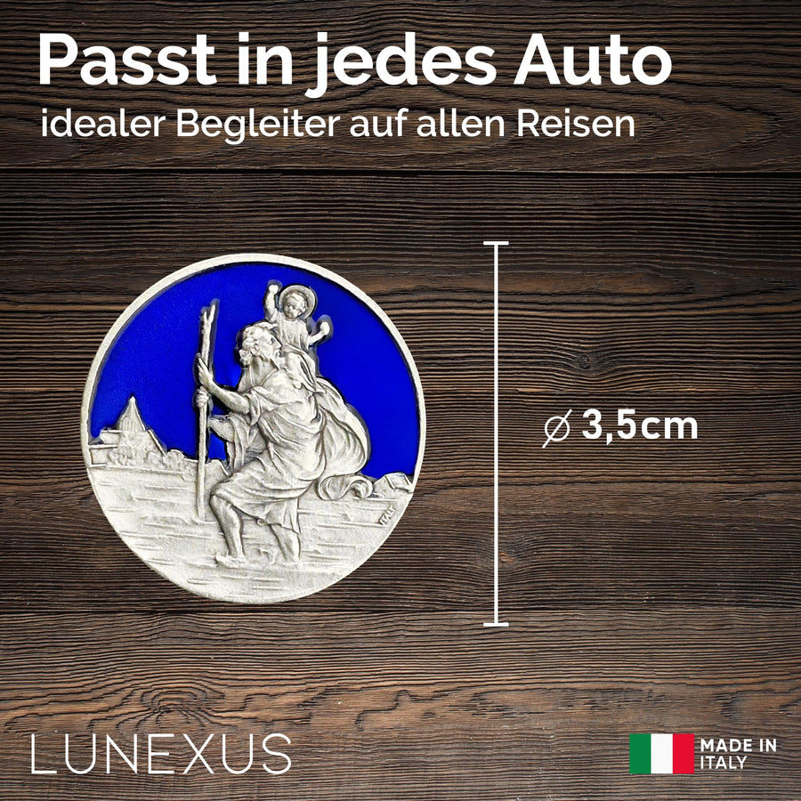 Medaglia San Cristoforo blu Ø 3,5 cm – benedetta e con magnete – vista 2