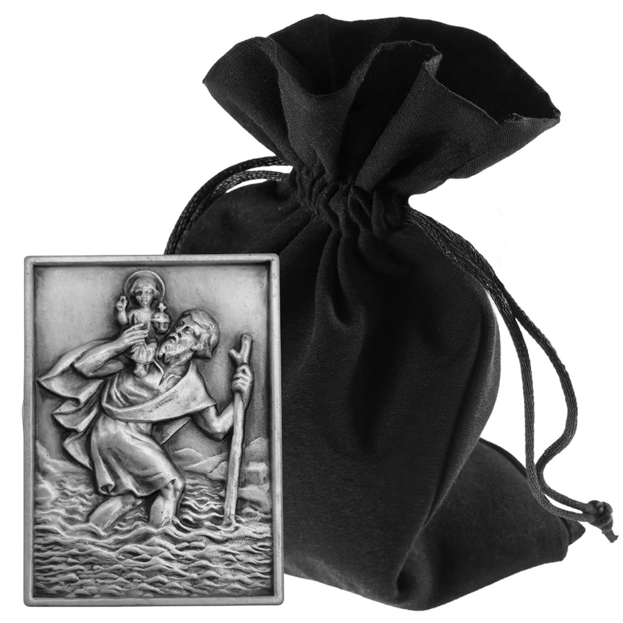 St Christopher Medal Rectangular 3.5 × 2.5 cm – Blessed & Magnet – product view