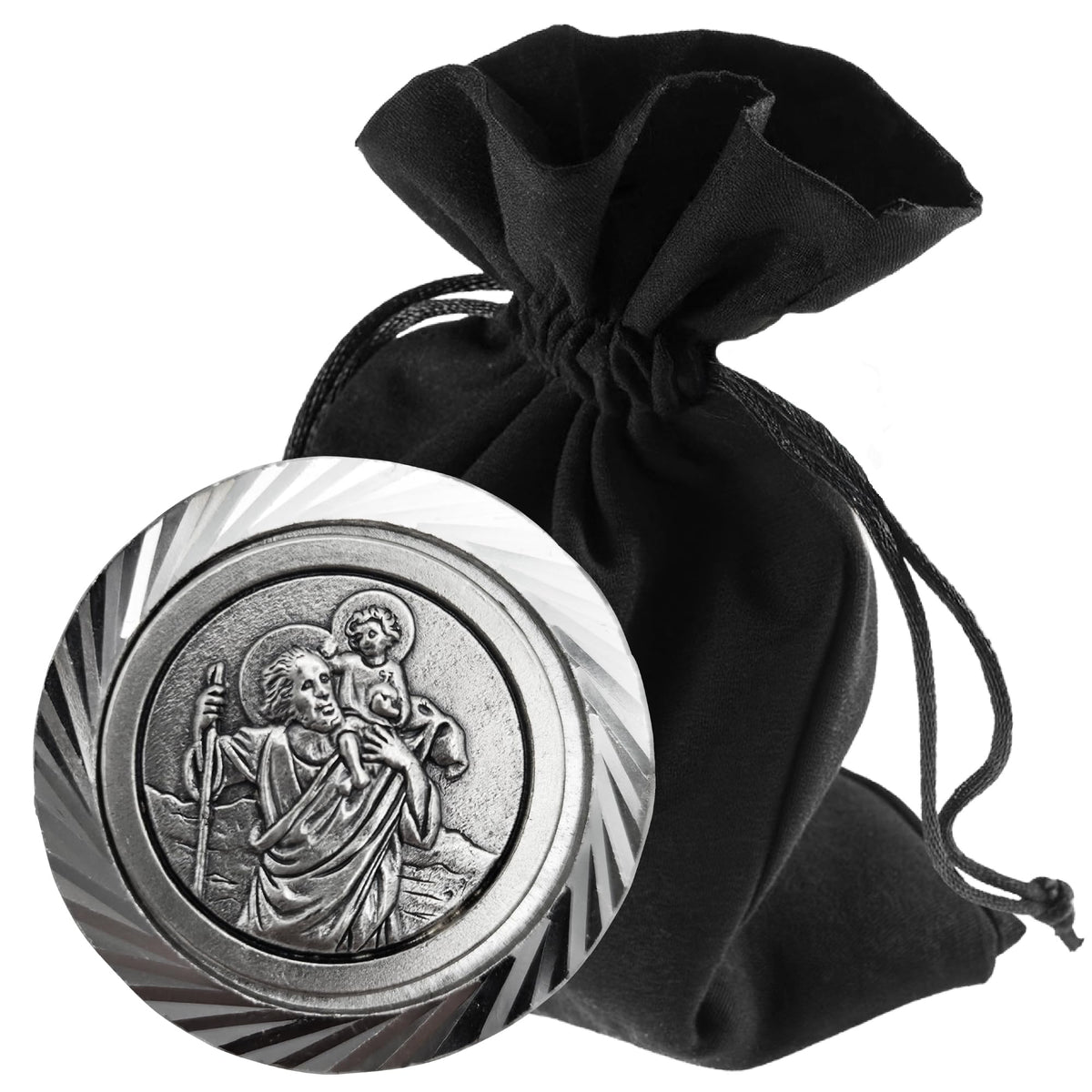 St Christopher Medal Faceted Edge Ø 3.5 cm – Blessed & Magnet – product view