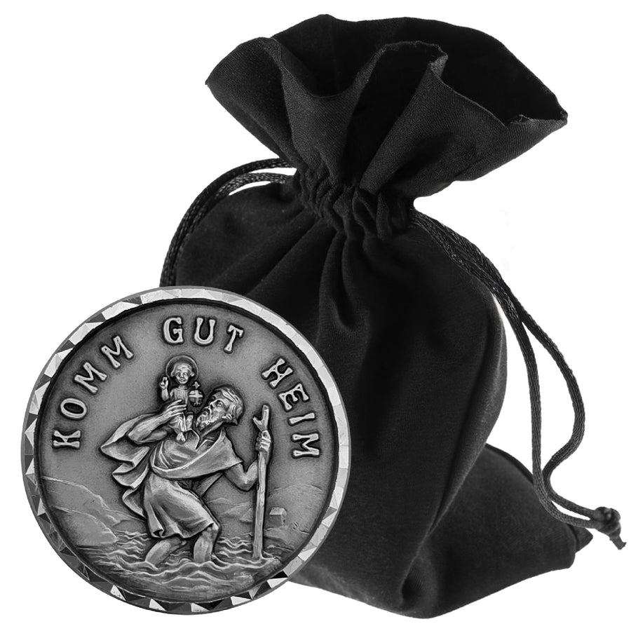 Medaglia San Cristoforo bordo sfaccettato Ø 3 cm – benedetta e con magnete – vista del prodotto