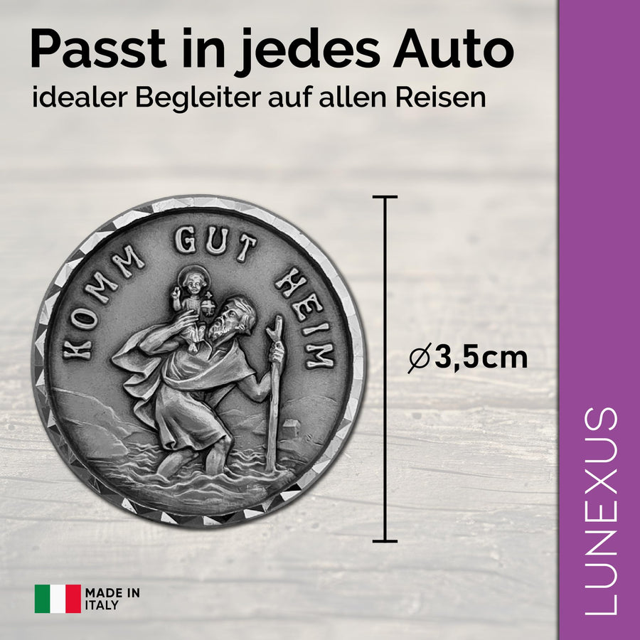 Medaglia San Cristoforo bordo sfaccettato Ø 3 cm – benedetta e con magnete – vista 2
