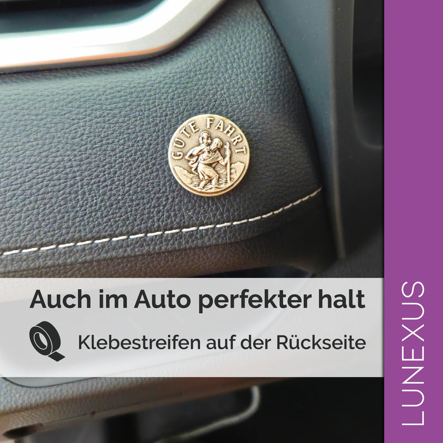 Medalla San Cristóbal para coche «Gute Fahrt» Ø 2,3 cm – bendecida e imán – vista 5