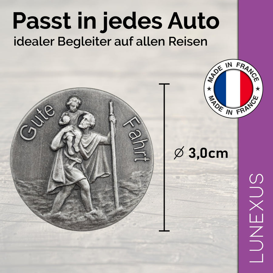 St Christopher Medal “Gute Fahrt” (“safe journey”) Ø 3 cm – France, Blessed & Magnet – view 2